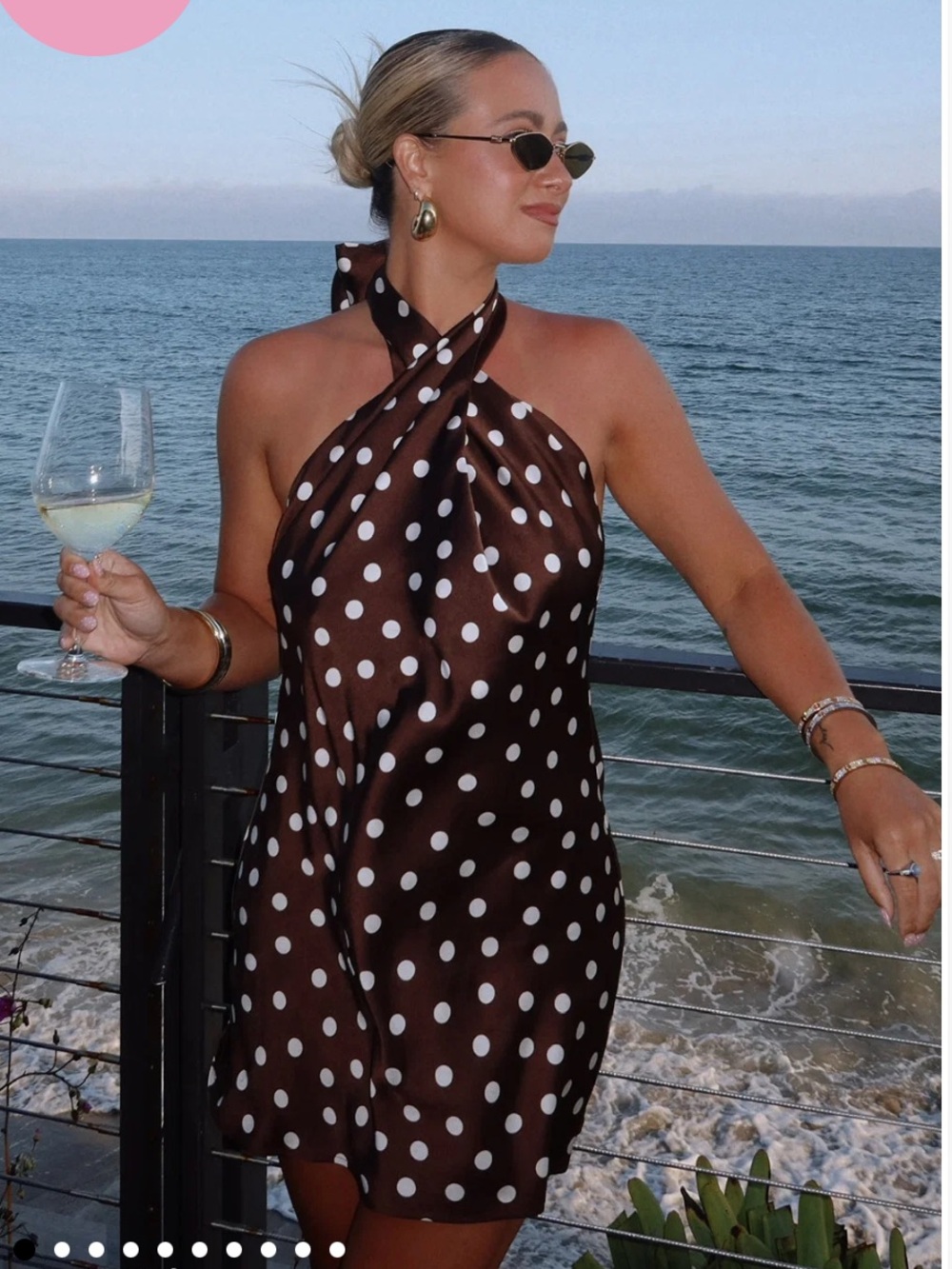 Show Me Your Mumu Mini Dress Chocolate Brown White Polka Dot Halter - new